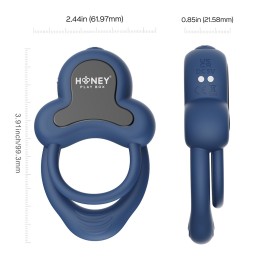 Honeyplaybox - Anello-App-Controlled Vibrating Double Cock Ring With Clitoral Stimulator Blue