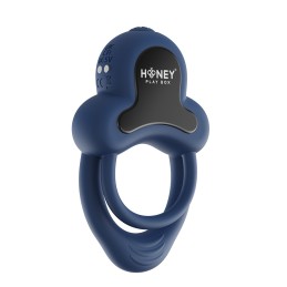 Honeyplaybox - Anello-App-Controlled Vibrating Double Cock Ring With Clitoral Stimulator Blue