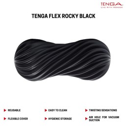Tenga - Flex Masturbation Sleeve Rocky Black