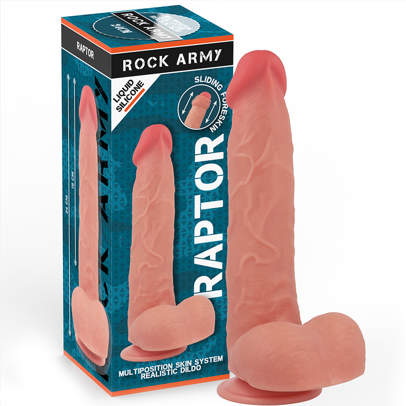 Raptor Sliding Foreskin Realistlik Dildo 24 cm - Rock Army