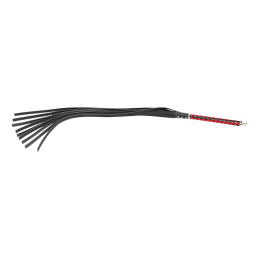 RISE - Pikk Flogger Piits (Kõvade Otsadega) 108 cm - Must/Punane