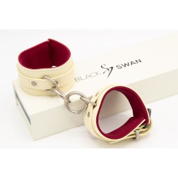 Black Swan Designz - Cream/Red Leather Wrist Cuffs S