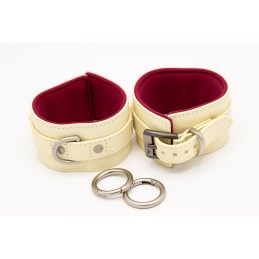 Black Swan Designz - Cream/Red Leather Wrist Cuffs S