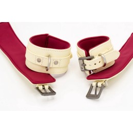 Black Swan Designz - Cream/Red Leather Wrist Cuffs S