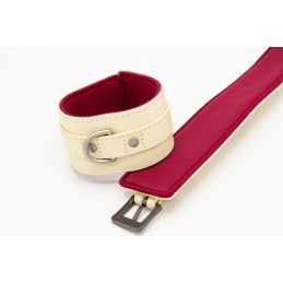 Black Swan Designz - Cream/Red Leather Wrist Cuffs S