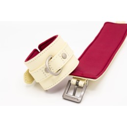 Black Swan Designz - Cream/Red Leather Wrist Cuffs M