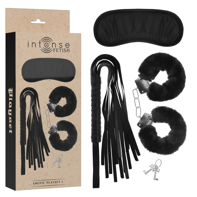 Intense – Fetish Erotic Playset With Handcuffs, Blindfold & Whip