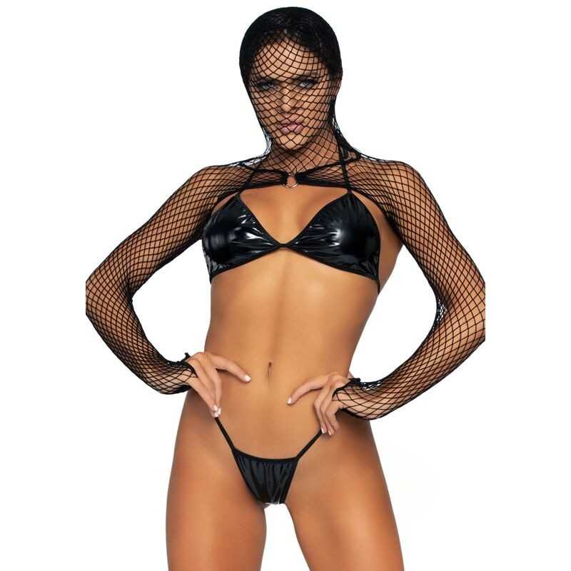Leg Avenue – Kink 3 Osaline PVC ja Võrkkomplekt One Size