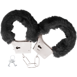 Darkness – Furry Black Lined Metal Handcuffs