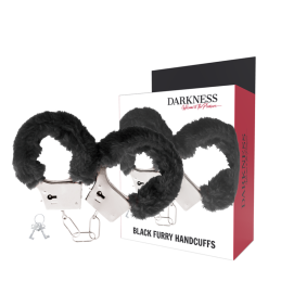 Darkness – Furry Black Lined Metal Handcuffs