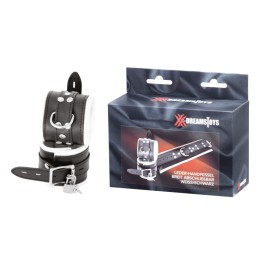 XX-DREAMSTOYS – Широкие Кожаные Наручники Чёрно-Белые + Замок