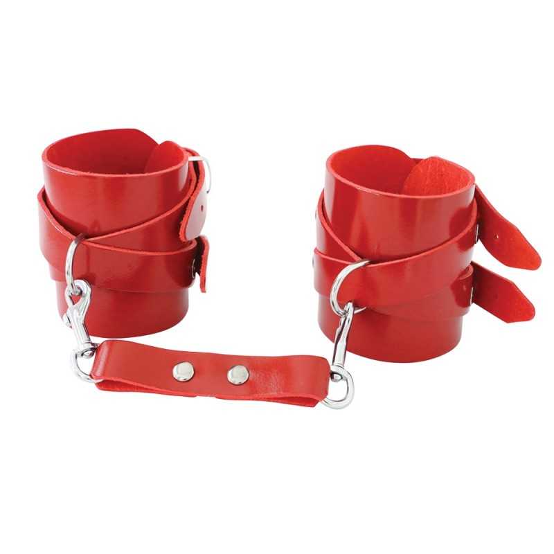 XX-DREAMSTOYS Leather Handcuffs – Red Elegance
