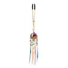 Rimba Nipple Clamps With Multicolor Feathers