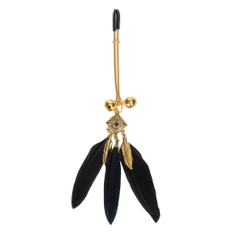 Чёрные Ниппельные Клипсы с Перьями и Золотым Декором