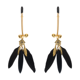 Rimba Black & Gold Feather Bondage Nipple Clamps