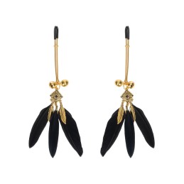 Rimba Black & Gold Feather Bondage Nipple Clamps