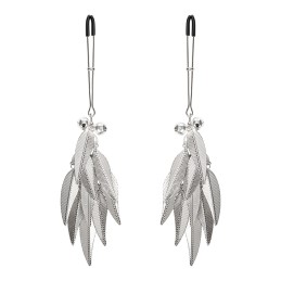 Nipple Clamps with Silver Feathers - Rimba Bondage Play
