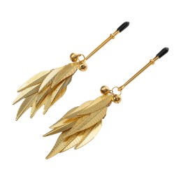 Nipple Clamps with Golden Metal Feathers - Rimba Bondage Play