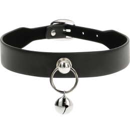 Vegan Leather Choker With Rattle/Hoop - Coquette Chic Desire