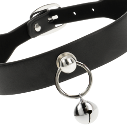 Vegan Leather Choker With Rattle/Hoop - Coquette Chic Desire