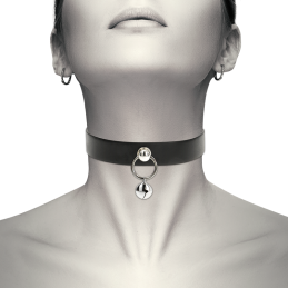 Vegan Leather Choker With Rattle/Hoop - Coquette Chic Desire