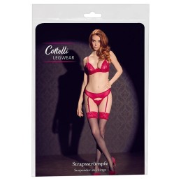 Cottelli - Black Stockings With Red Lace Size-2