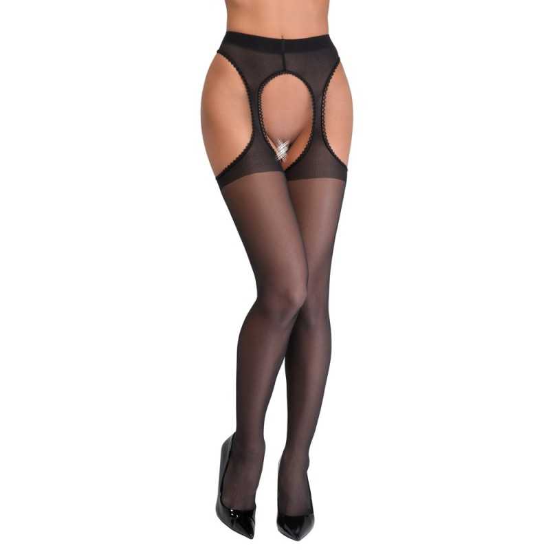 Cottelli Suspender Tights – Crotchless & Lace Trim