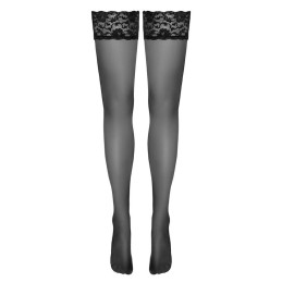Cottelli - Black Hold-up Stockings With Wide Lace Trim Size-2