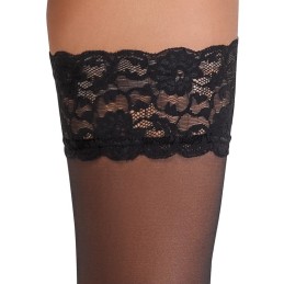 Cottelli - Black Hold-up Stockings With Wide Lace Trim Size-2