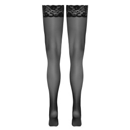 Cottelli - Black Hold-up Stockings With Wide Lace Trim Size-2