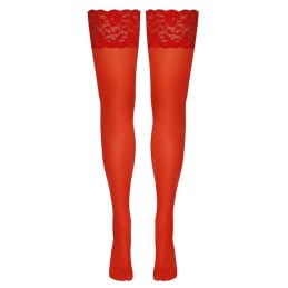 Cottelli - Red Hold-up Stockings With Lace Trim Size-2