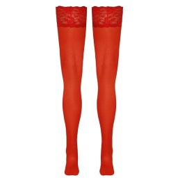 Cottelli - Red Hold-up Stockings With Lace Trim Size-2