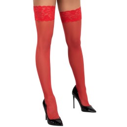 Cottelli - Red Hold-up Stockings With Lace Trim Size-2