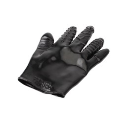 Anal Quintuple Silicone Black Glove - ANAL PLAY