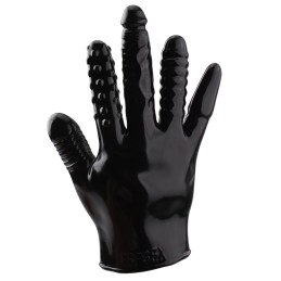 Anal Quintuple Silicone Black Glove - ANAL PLAY