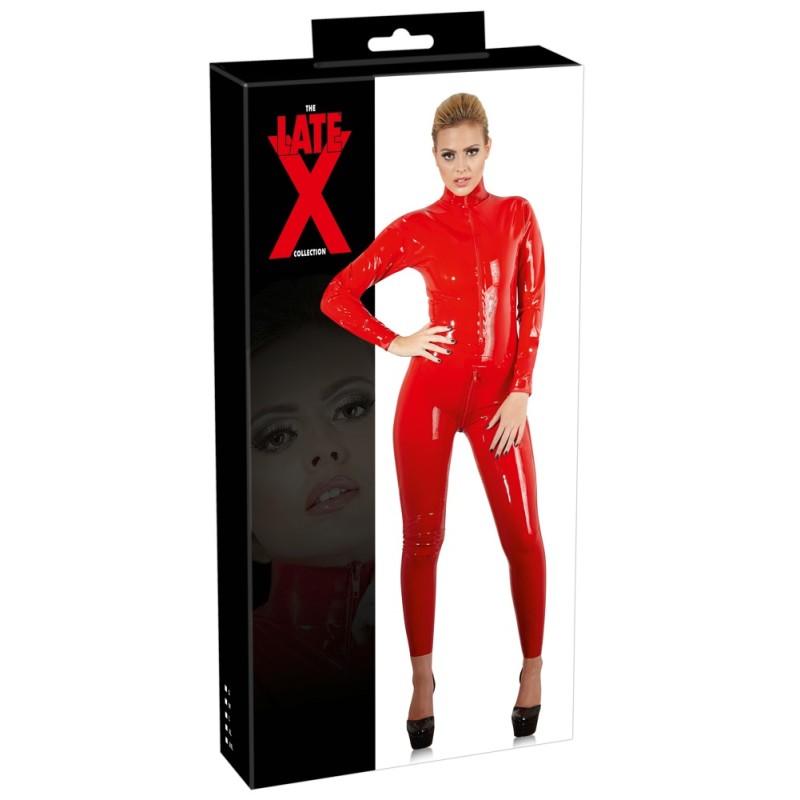 Late X - Catsuit Lateks Catsuit Punane S - Naiste Latex Kummiriided