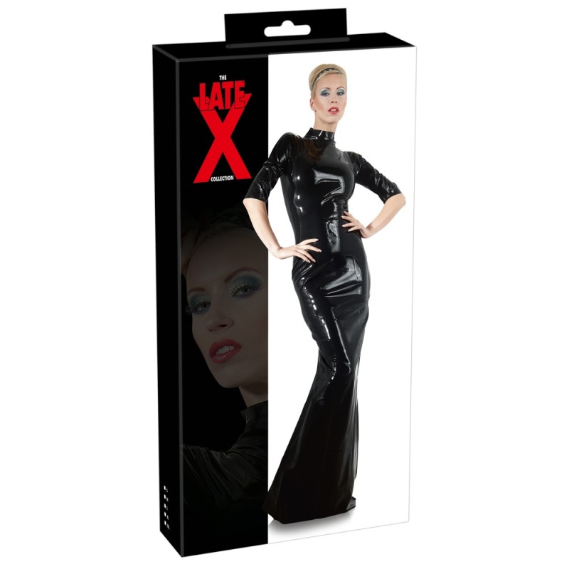 Late X - Dress Latekskleit Must 2XL - Naiste Latex Kummiriided