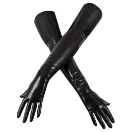 Late X - Gloves Lateks Kindad Must XL - Naiste Latex Kummiriided