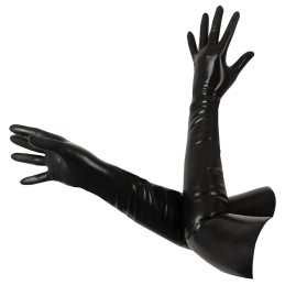 Late X - Gloves Lateks Kindad Must XL - Naiste Latex Kummiriided