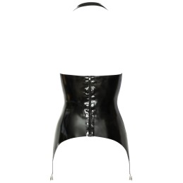 Late X - Camisuspender Opencup Sukapaeltega Lateks Top Must L - Naiste Latex Kummiriided