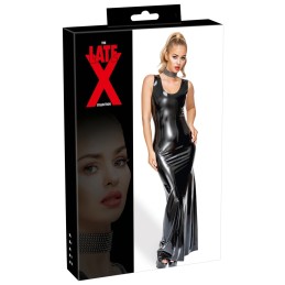 Late X - Dress Long Latekskleit Must XL - Naiste Latex Kummiriided