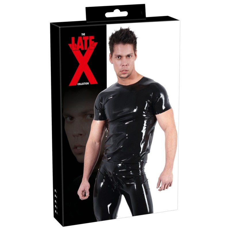 Late X - T-Shirt Latex Shirt Black 2XL - Latex Fetish