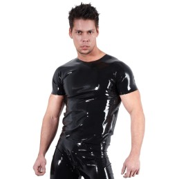 Late X - T-Shirt Lateks Särk Must 2XL - Naiste Latex Kummiriided