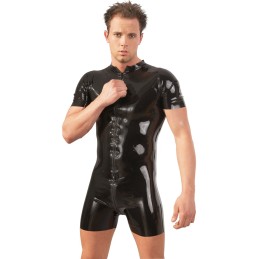 Late X - Men's Playsuit Latex Short Overall Black M - Latex