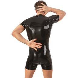 Late X - Men's Playsuit Короткий Латексный Комбинезон Черный L