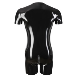 Late X - Men's Playsuit Lühike Lateks Kombinesoon Must L -