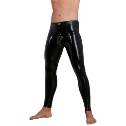 Late X - Men's Leggings Sleeve Lateks Püksid Must M - Meeste Latex Kummiriided