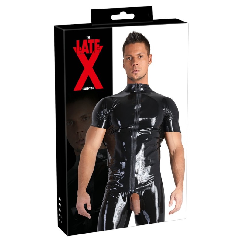 Late X - Men's Shirt Lateks Särk Must L - Meeste Latex Kummiriided