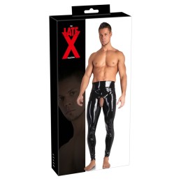 Late X - Men's Leggings Lateks Retuusid Must L - Meeste Latex Kummiriided