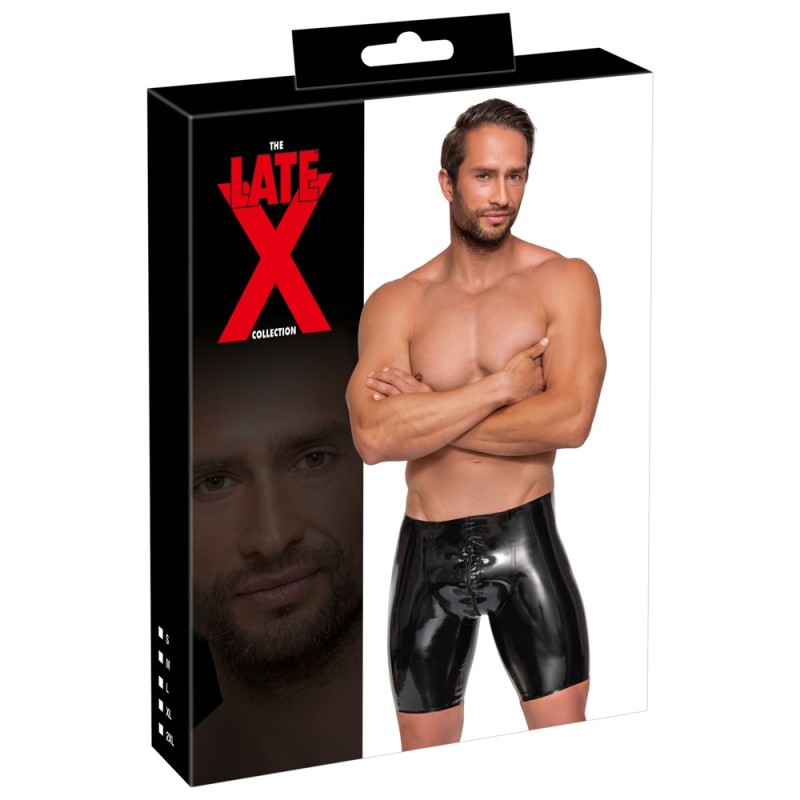 Late X - Men's Pants Zip Lateks Püksid Must L - Meeste Latex Kummiriided
